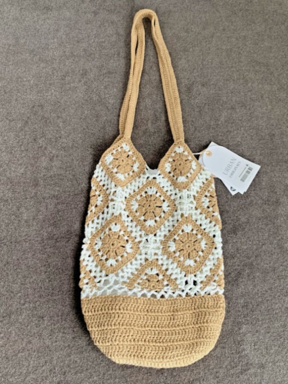 Urban Originals Women's Sunflower Tote Small Shoulder Bag Knit Sand/Tan/Brown